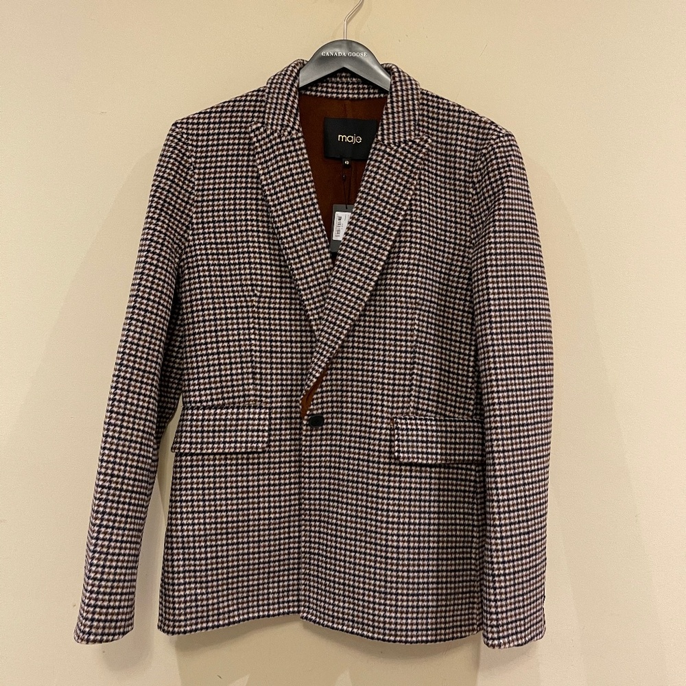 MAJE DOUBLE-SIDED CHECKERED FITTED JACKET - Picture 5 of 13